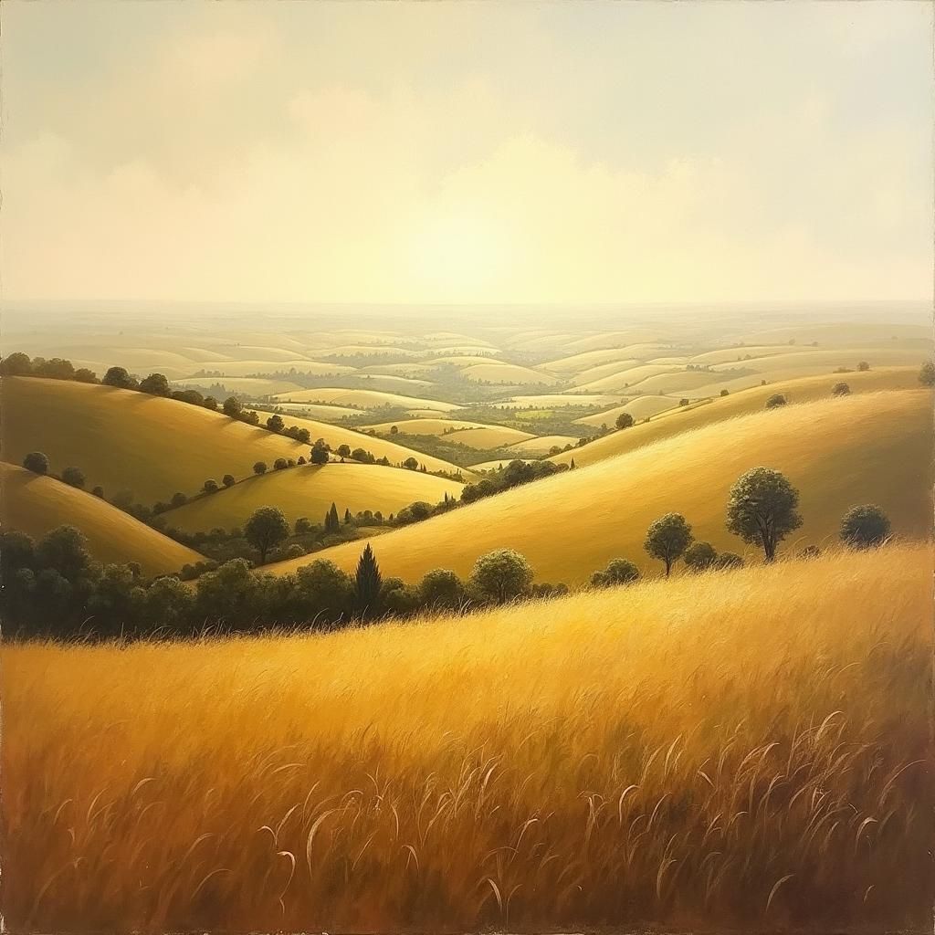 Rustic Countryside Landscape in Impressionist Style