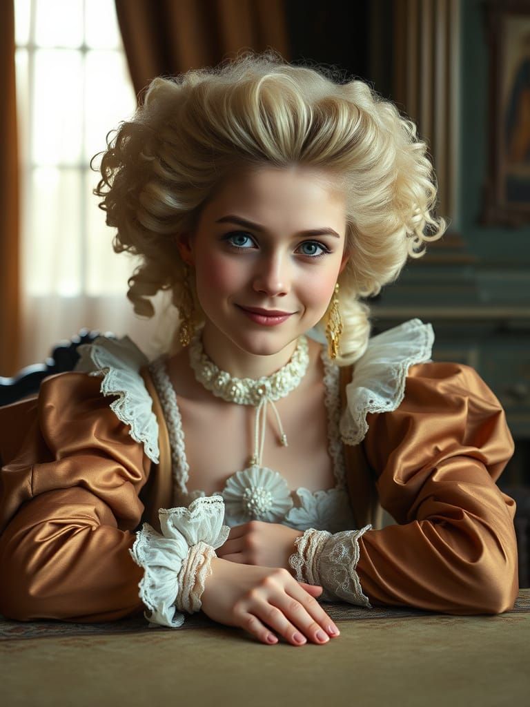 Marie Antoinette in Lavish Gown, Pre-Revolutionary France