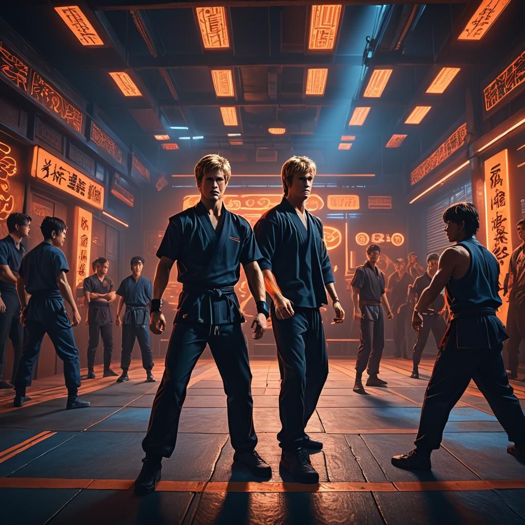 Johnny Lawrence in Cobra Kai Dojo: Cinematic Film Still