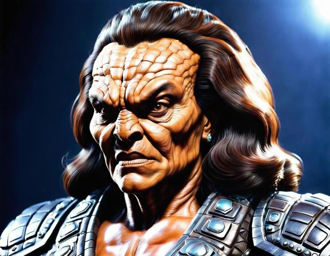 Latina Klingon Officer on Starship Bridge