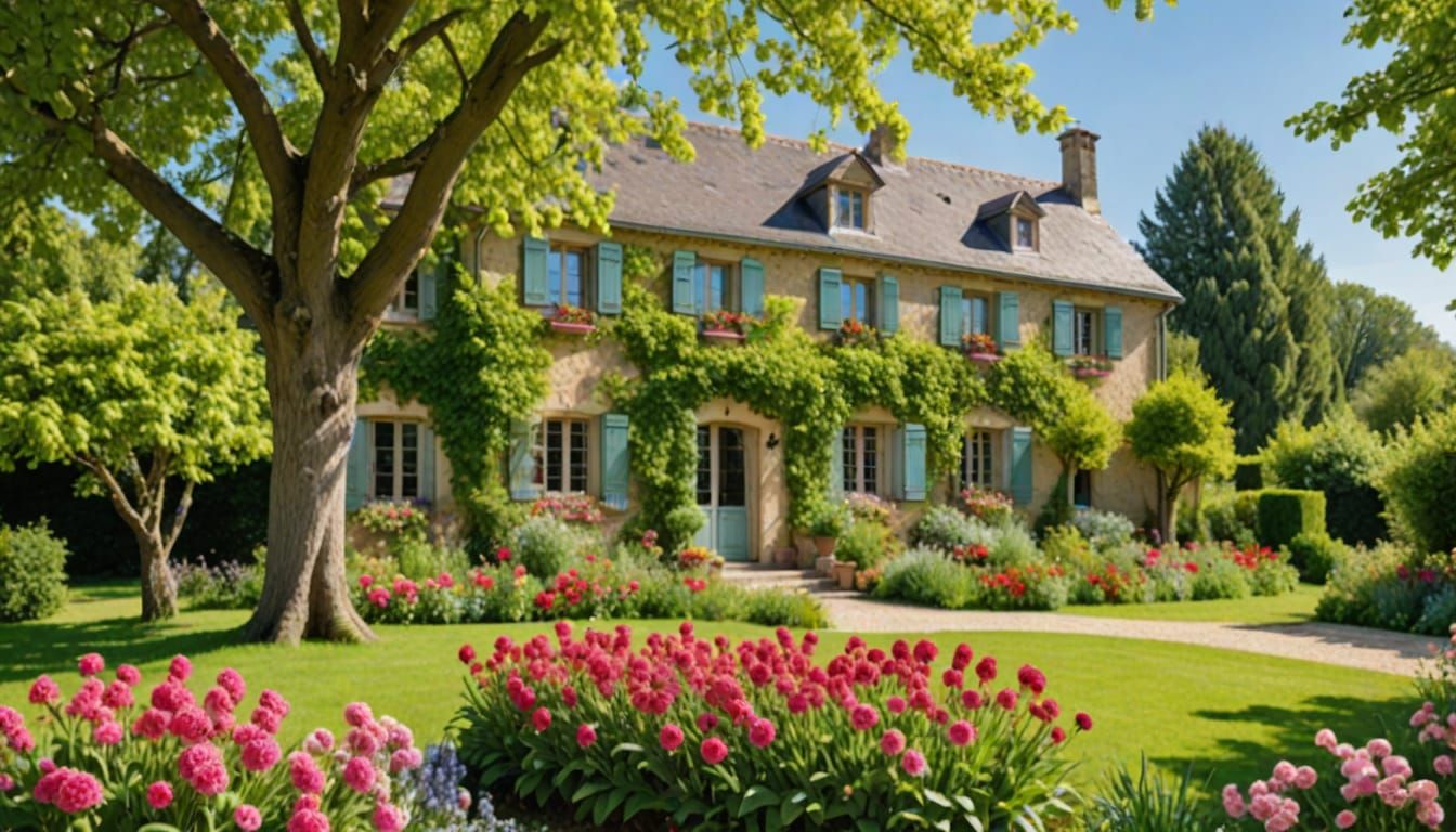 Idyllic French Countryside Estate in Vibrant Bloom