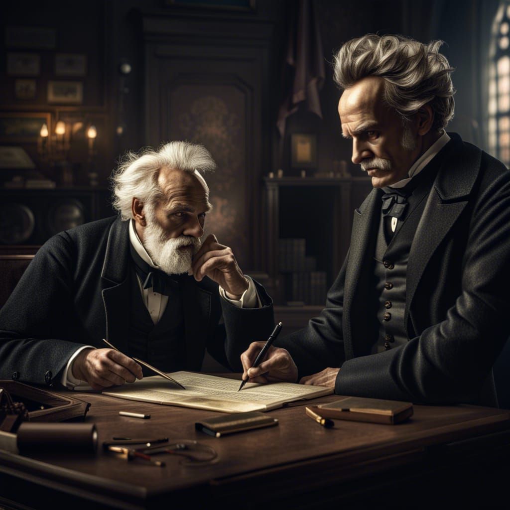 Schopenhauer Teaching Nietzsche in Hyperrealistic Style