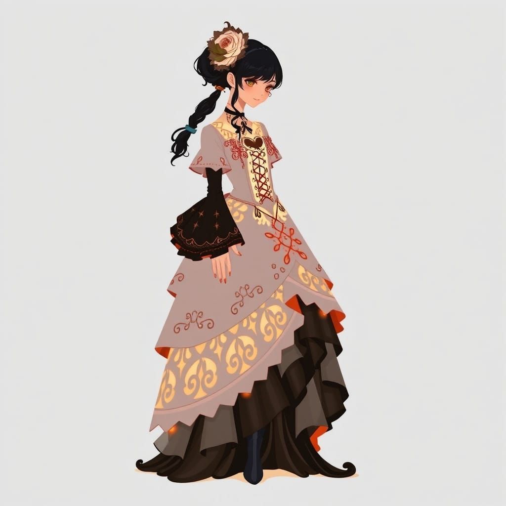 Delicate illuminated kirigami feminine intricate layered Gothic dress Naoko Takeuchi