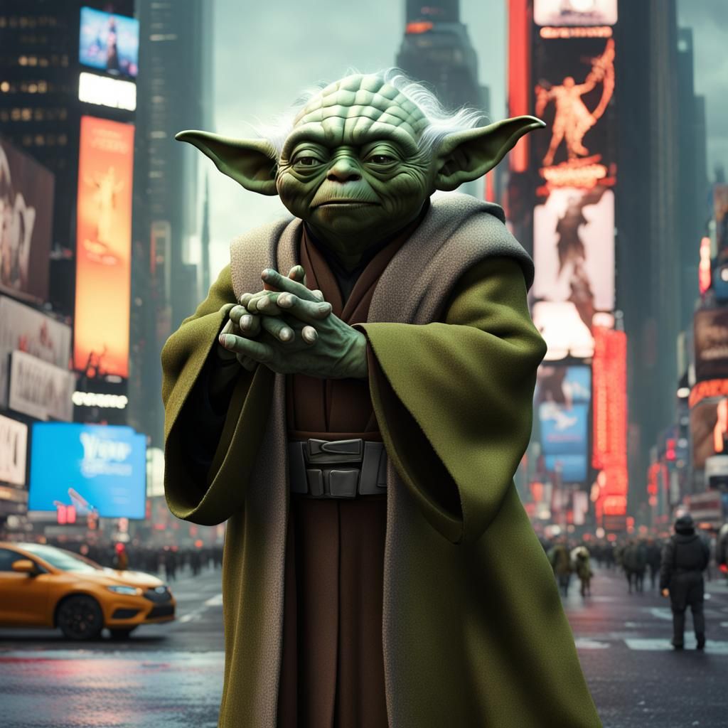 Yoda Celebrates New Year in Times Square: 8K Art