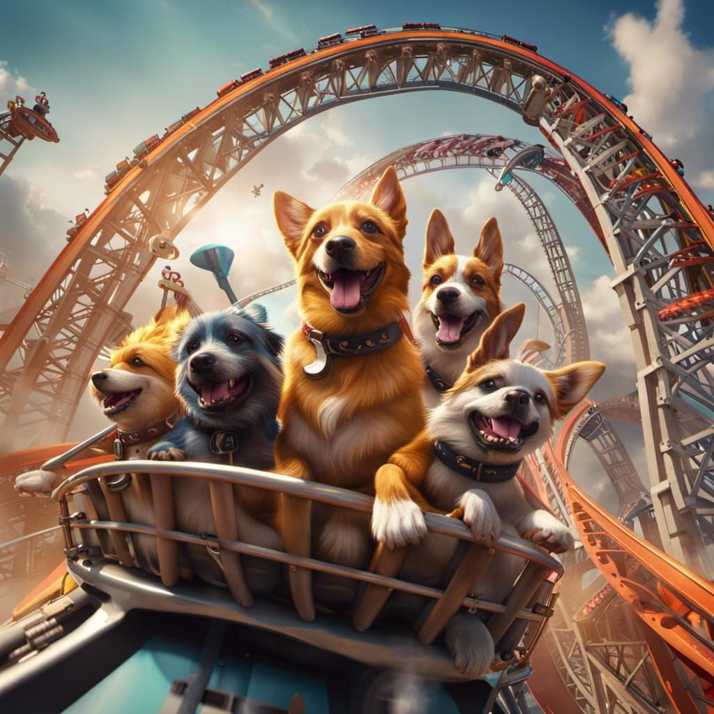 Happy Dogs on a Rollercoaster: Fantasy Concept Art