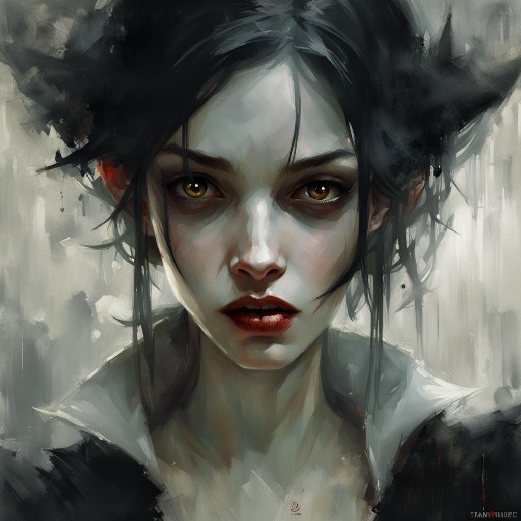 Cute Vampire Expression: A Digital Art Masterpiece