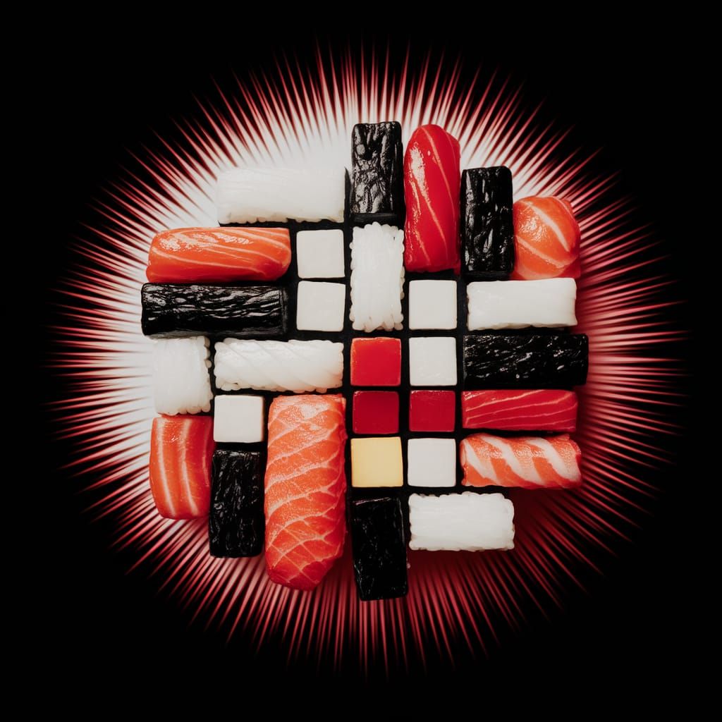 Breathtaking modern art sushi, resembling a painting by Mond...