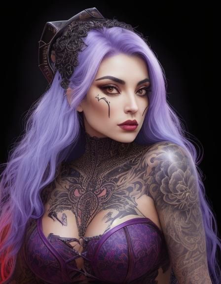 Brunette Latina Pinup with Intricate Tattoo