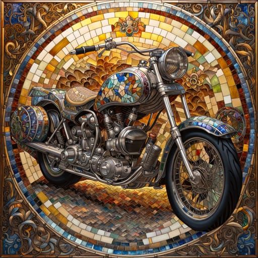 a stained glass motorcycle