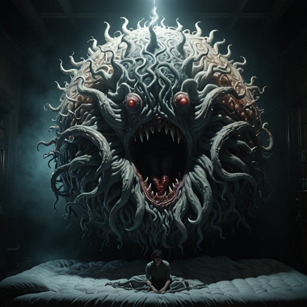 Human Mutating into Azathoth: Cosmic Horror Close-Up