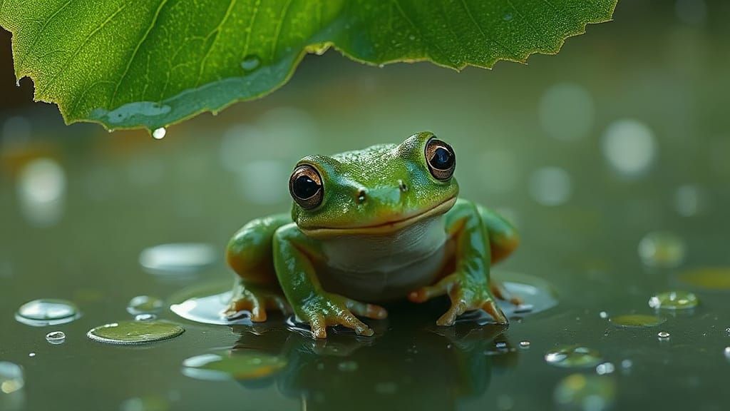 Whimsical Frog in Emerald Oasis
