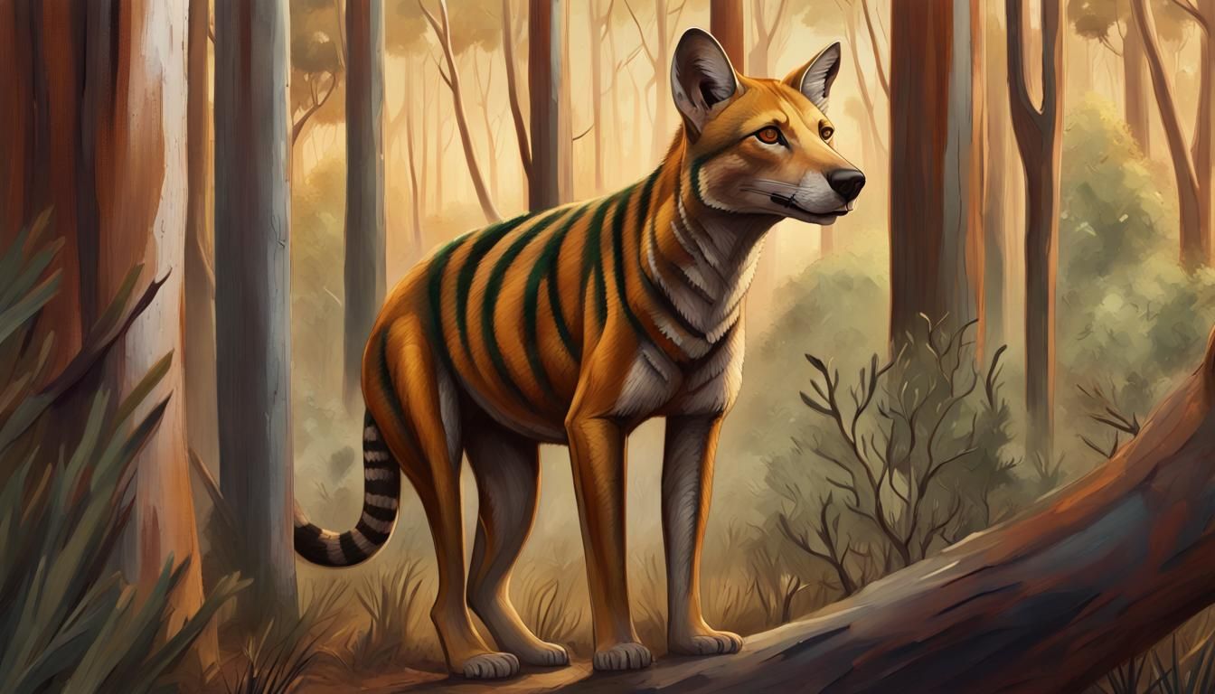 Hyperrealistic Australian Wilderness Scene with Tasmanian Ti...