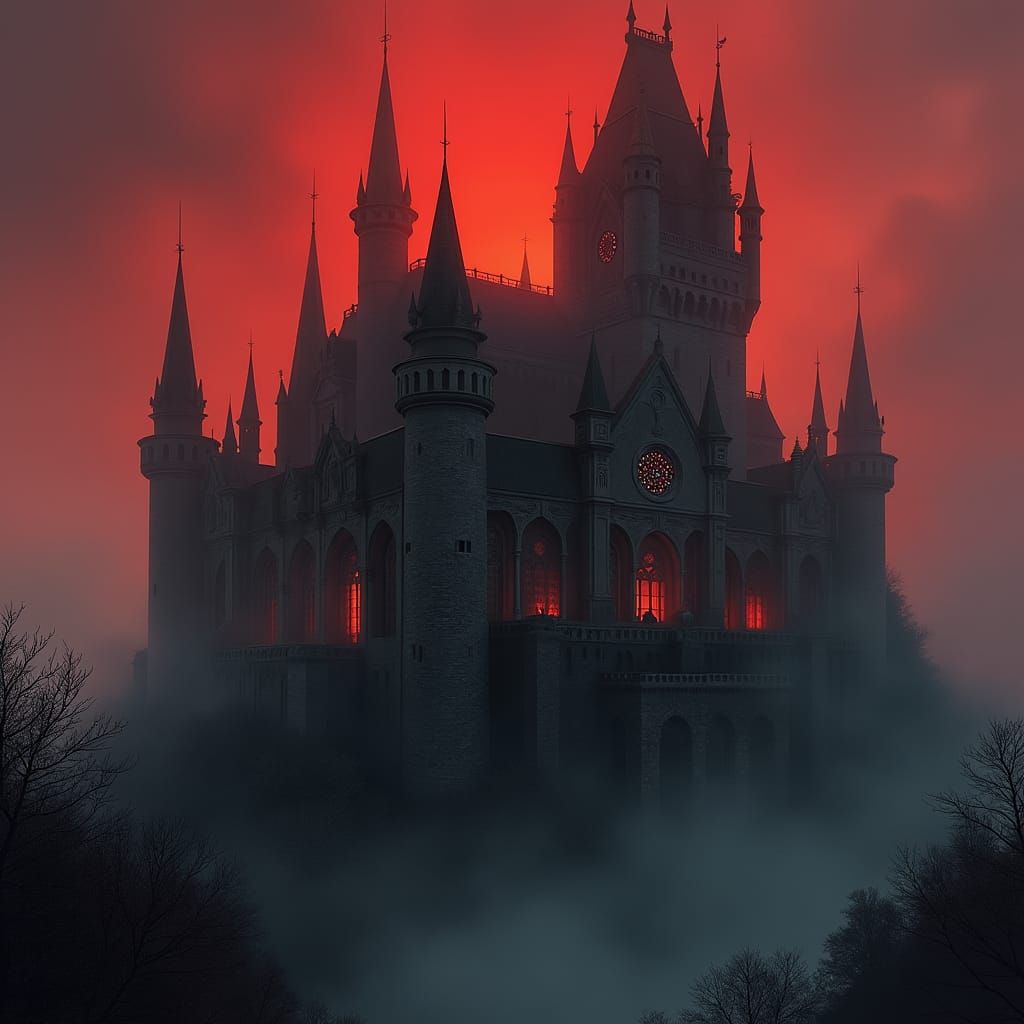 Gothic Vampire Castle in Dark Biomechanical Surrealism