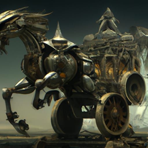 Epic Silver Chariot: Digital Matte Painting