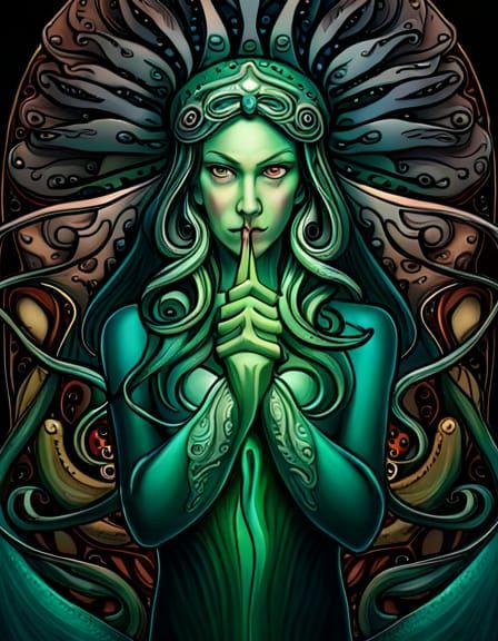 Goddess of Cthulhu Portrait with Tentacles