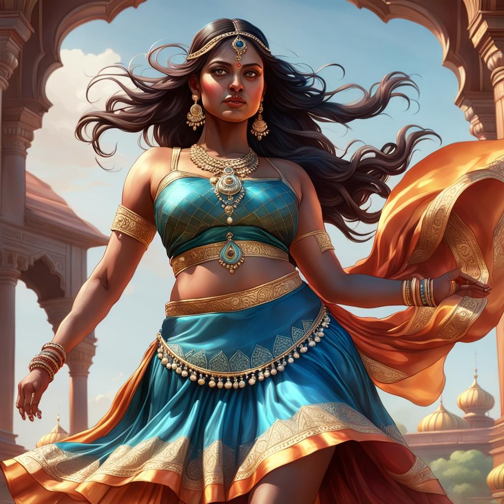 Indian Woman Portrait in Hyperdetailed Art Style