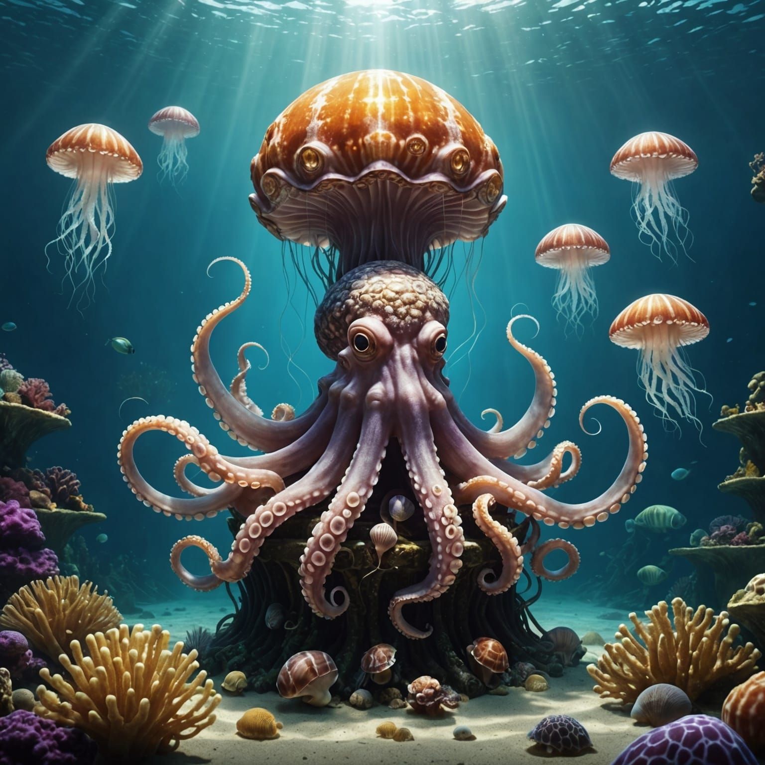 Octopus Overlord on Shell Throne