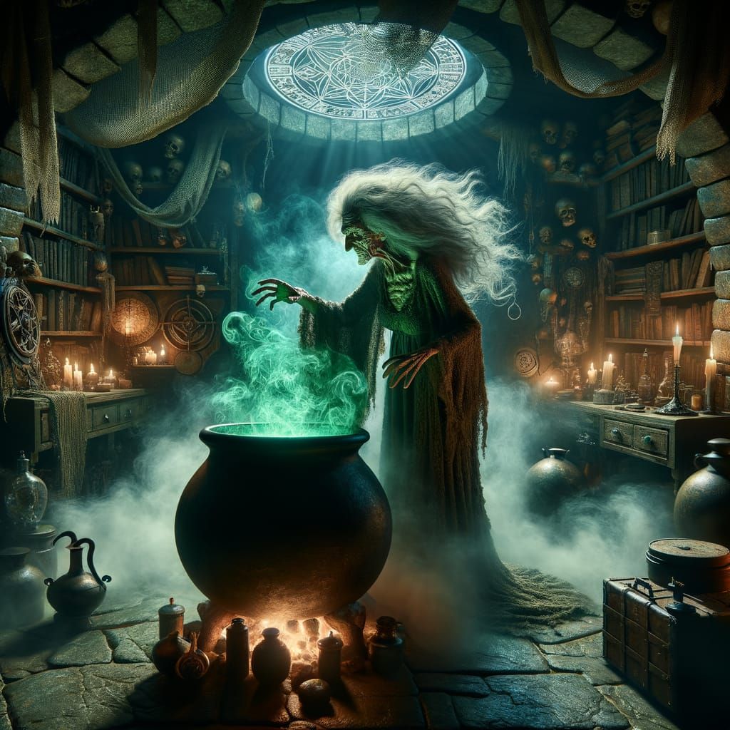 The Enchantress's Lair: A Witchcraft Scene