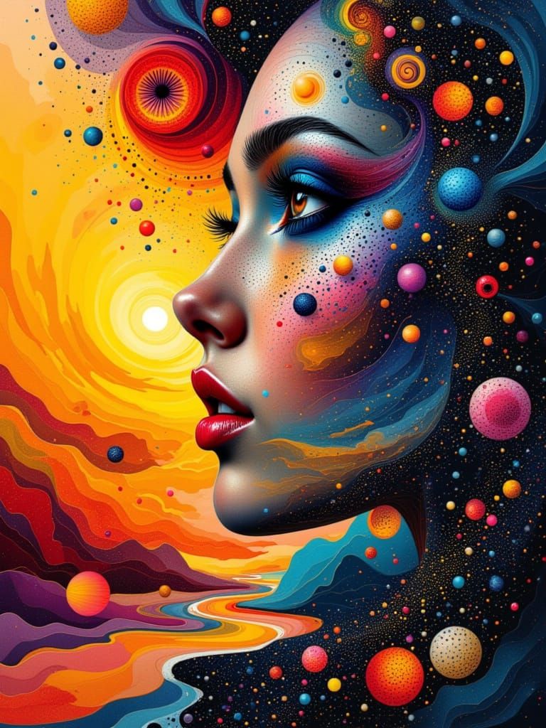 Surreal Dreamscape with Double-Exposed Sunset Paradise