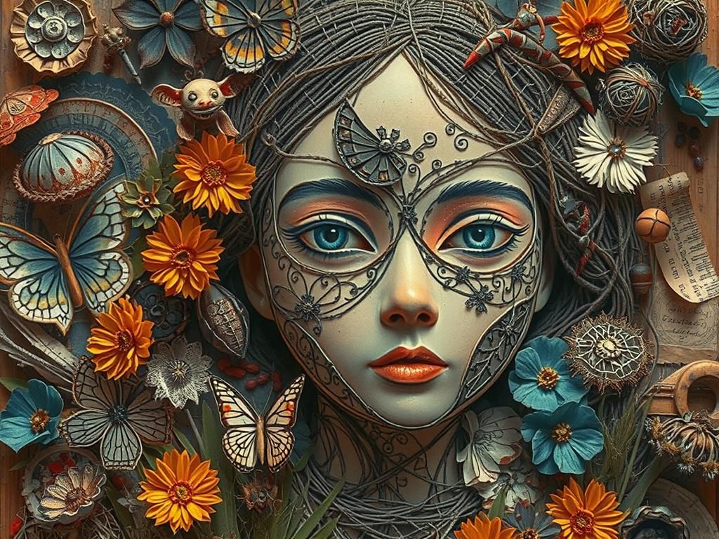 Doll in Maximalist Collage Environment