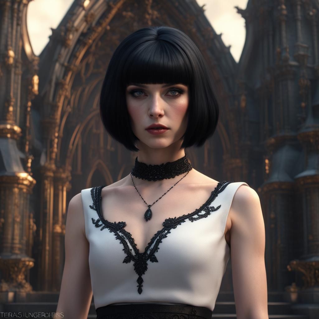 1980s Goth Girl in Detailed Matte Painting