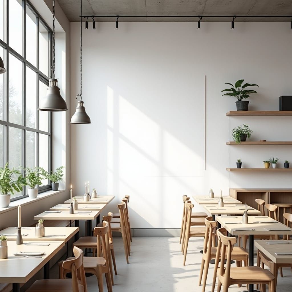 Modern Cafe Interior with Scandinavian Minimalism