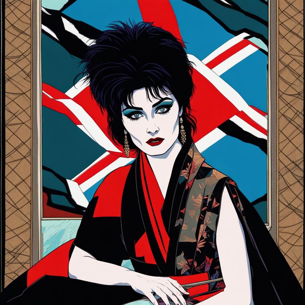 Siouxsie Sioux Vogue Portrait in Synthwave Style