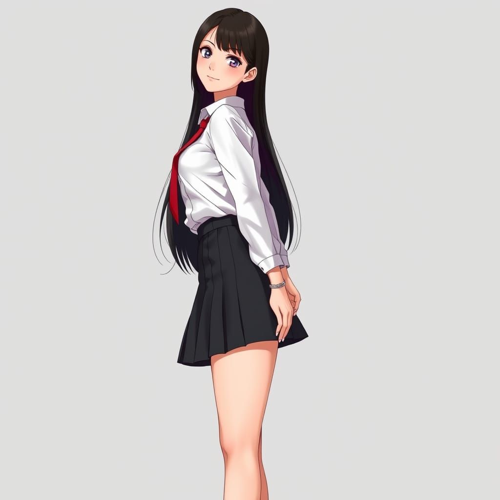 Japanese Schoolgirl in Anime-Inspired Digital Art