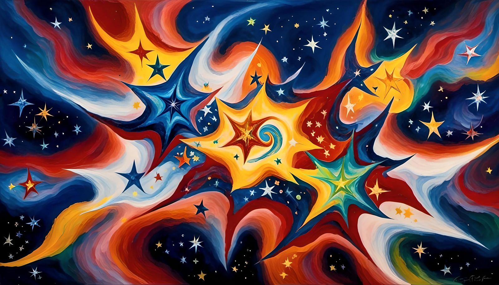 Chagall-esque Starry Maelstrom in Opalescent Colors