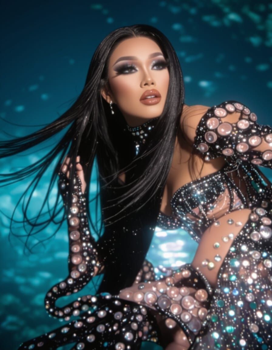 Gorgeous Drag Queen in Cenote Cave