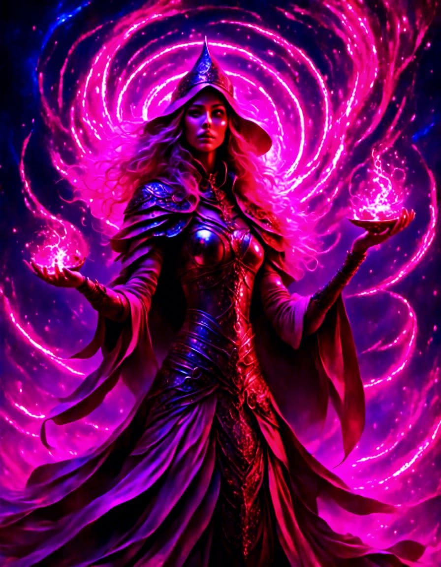 Enchantress Casting Spell in Fantasy Concept Art