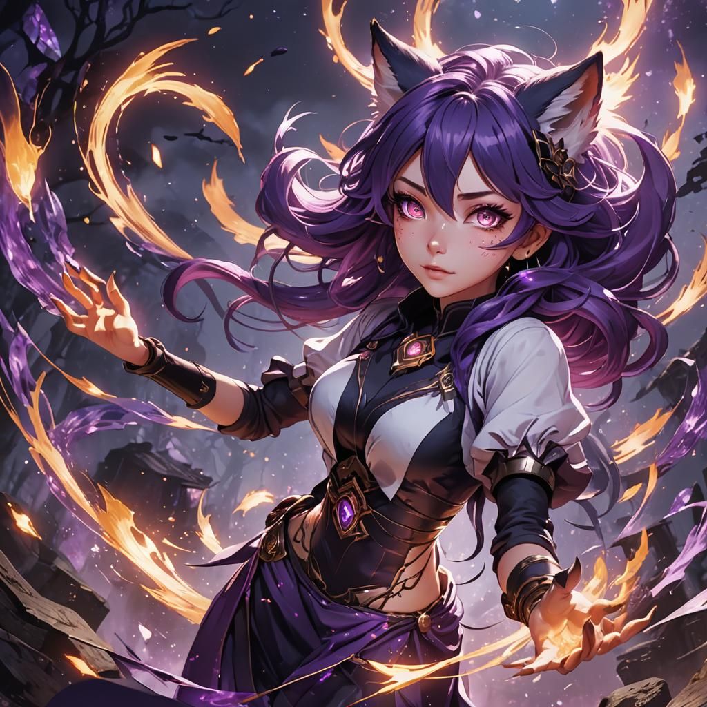 Psychic Anime Fox Girl with Glowing Eyes