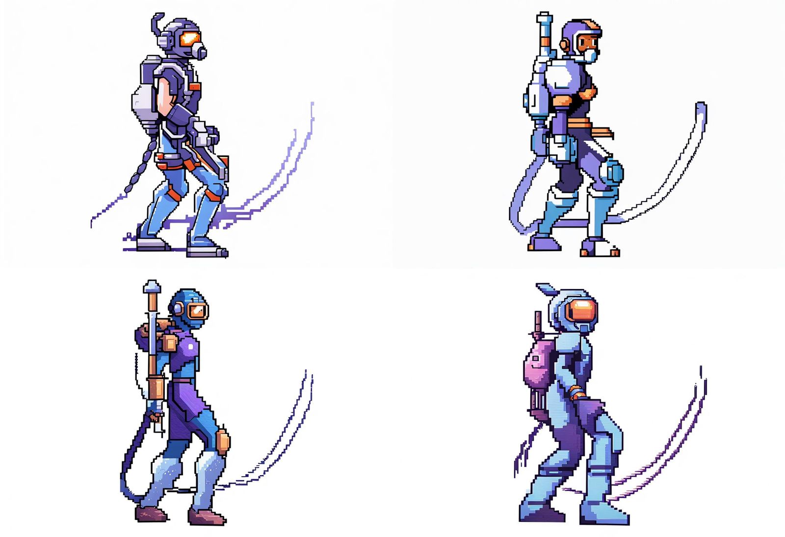 Futuristic Cave Diver in Retro Pixel Art Style