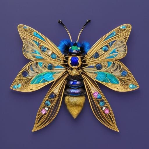 Blue Carpenter Bee in Watercolour Painting Style