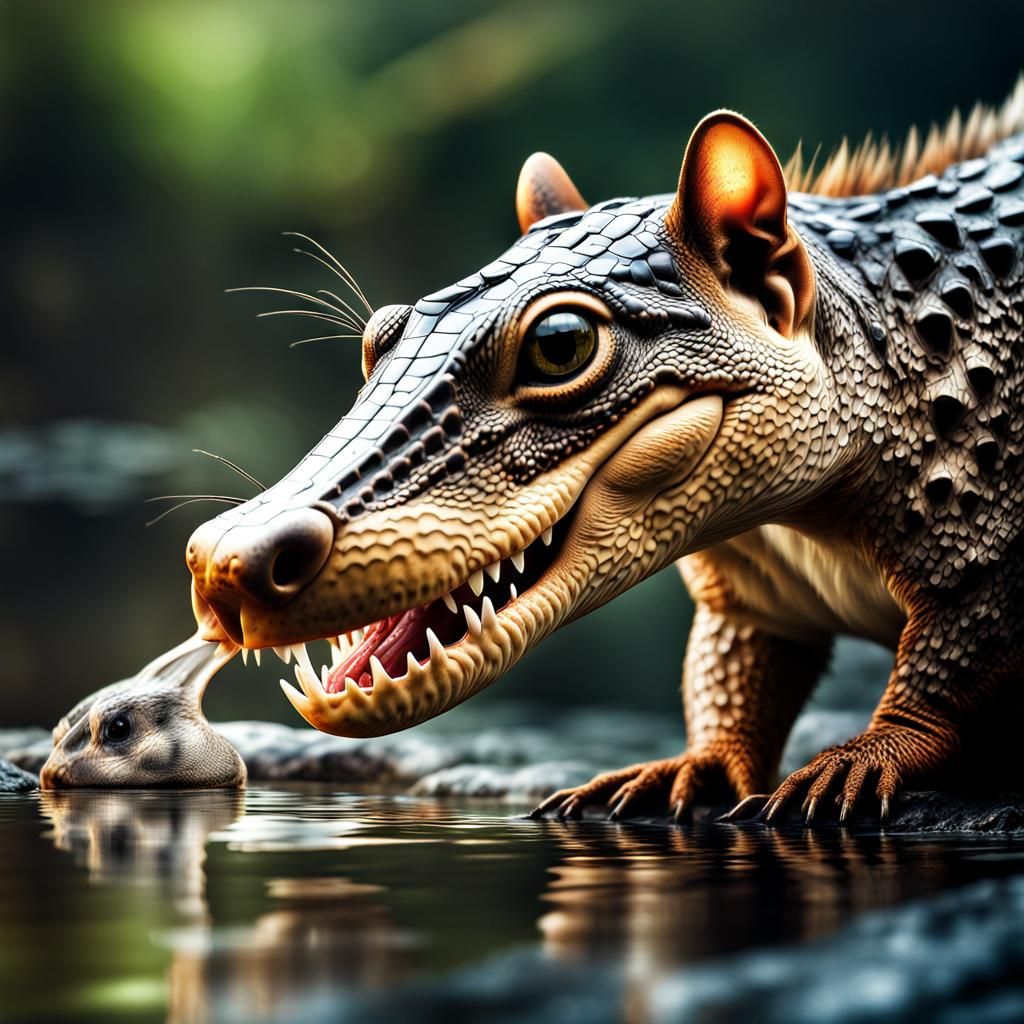 Hyperrealistic Crocosquirrel Hybrid Creature in Vivid Detail