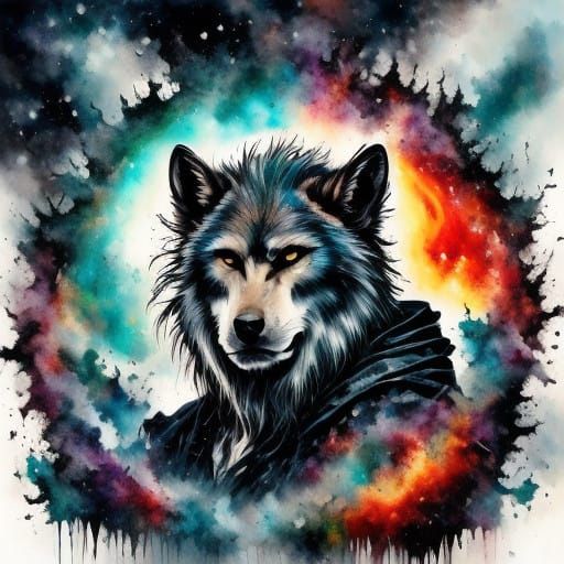 Moonlit Werewolf Silhouetted Under Haloed Blood Moon