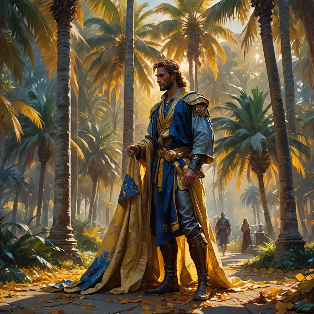 Renaissance Fantasy Art with Palm Trees