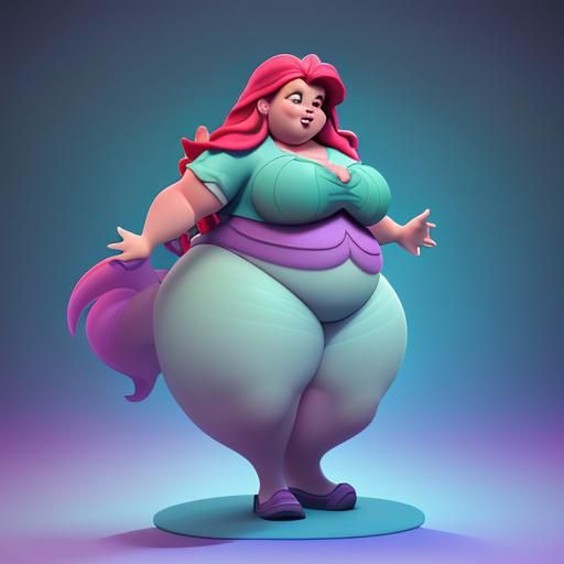 Morbidly Obese Ariel as 3D Digital Art