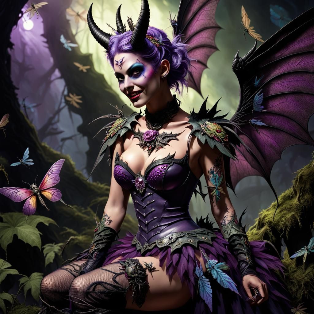 Demonic Fairy Warrior in Ethereal Setting