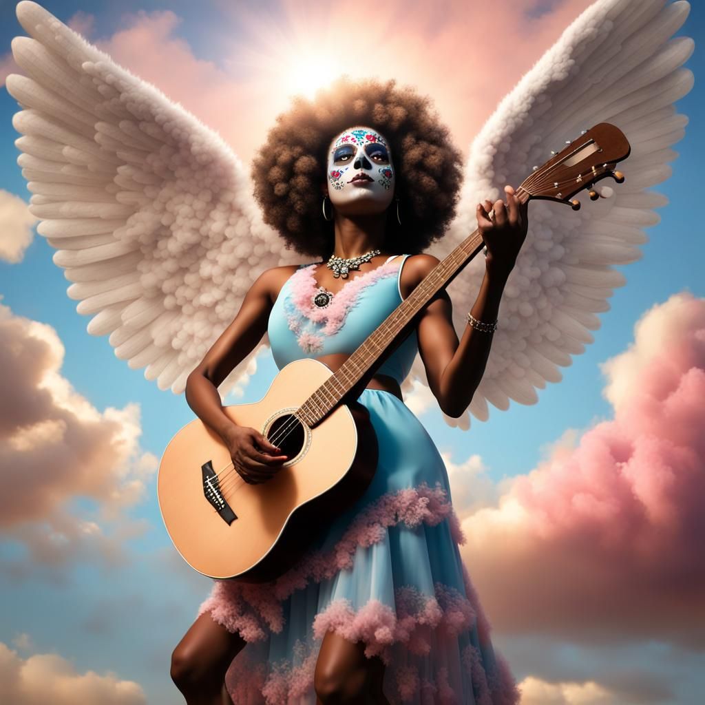 Day of the Dead Angel Catrina with Guitar