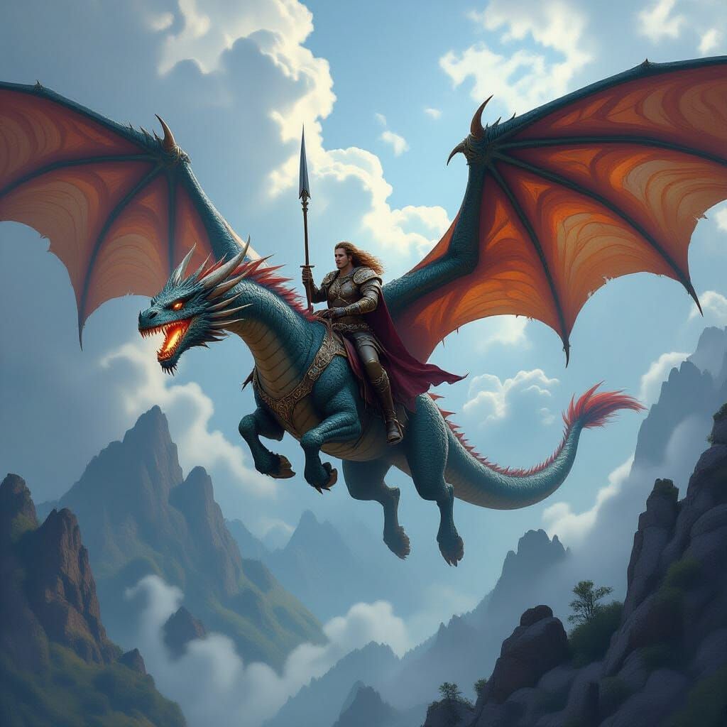 Warriors Ride Dragons Through Epic Fantasy Landscape