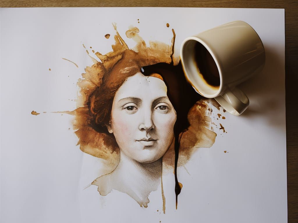 Coffee Spill Creates Viennese Portrait Masterpiece