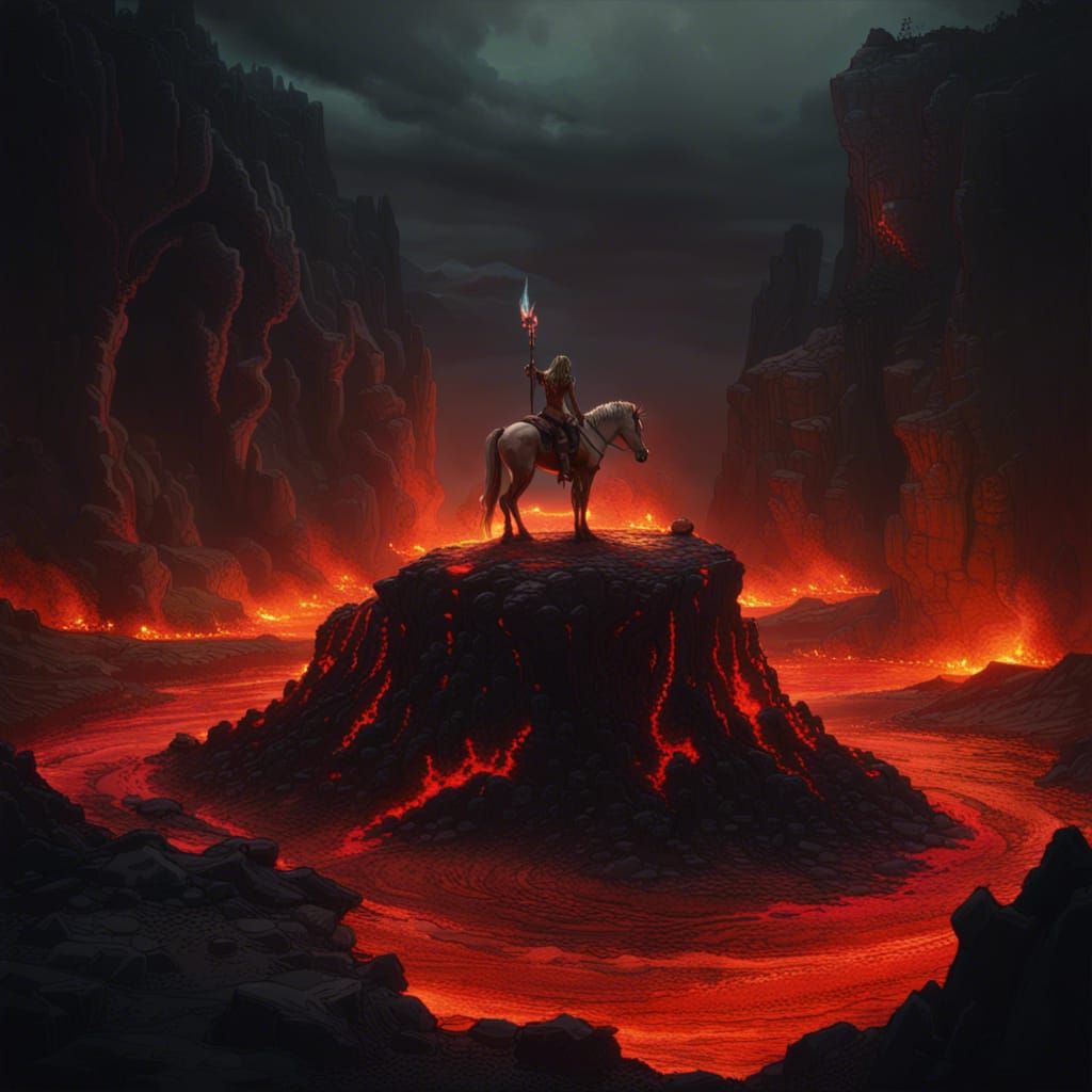Centaur on Lava Island: Dark Fantasy Concept Art