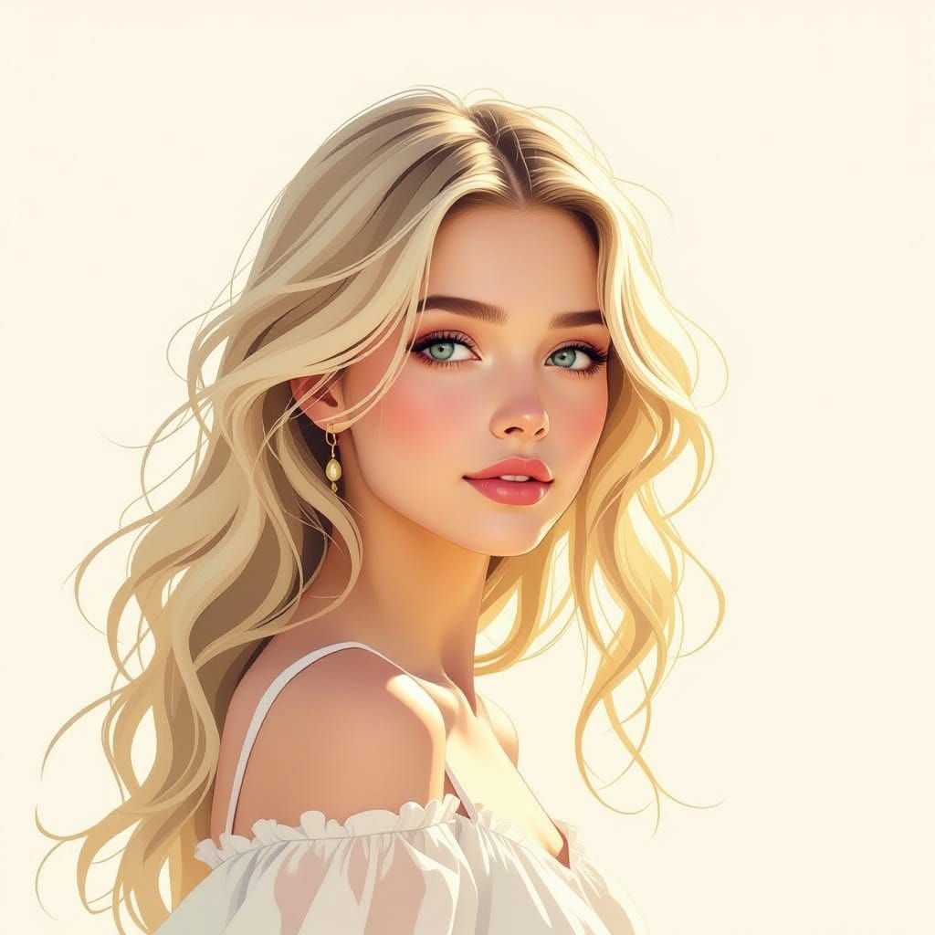 Ethereal Blonde Woman in Misty Dreamscape