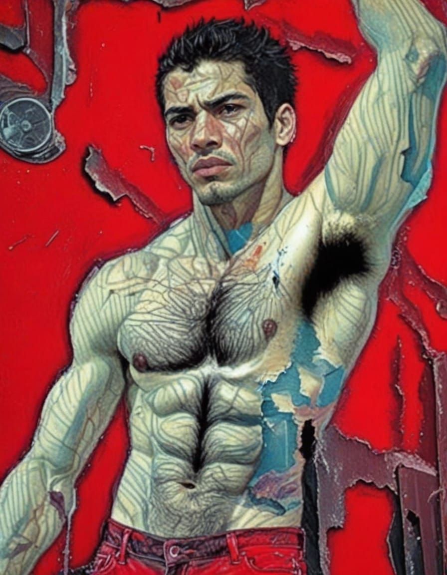 Charismatic Latino Hero in Surreal Astral Landscape