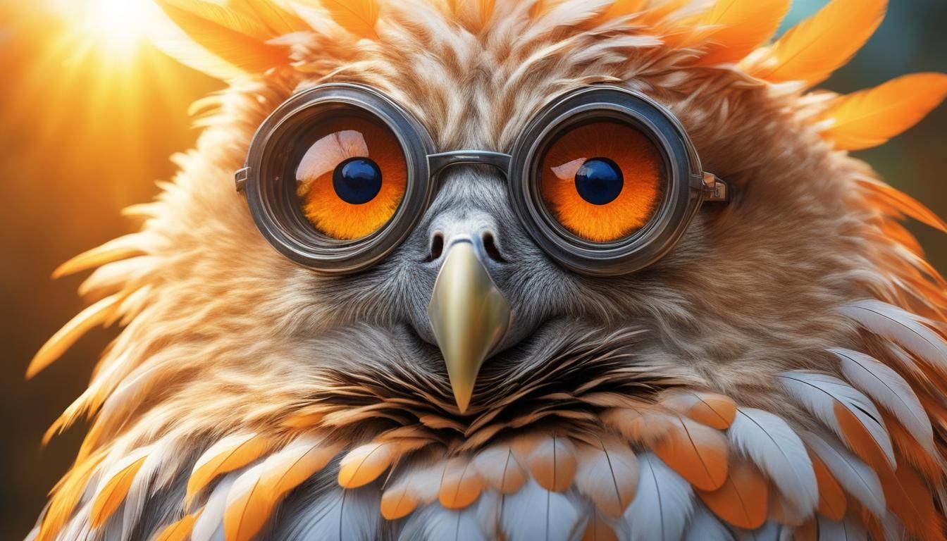 Hyperrealistic Fluffy Creatures with Orange Feathers