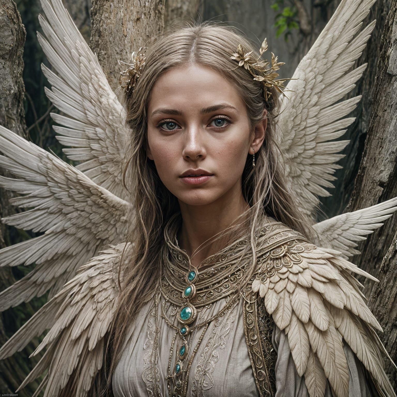 Ethereal Woman Radiating Inner Beauty and Strength