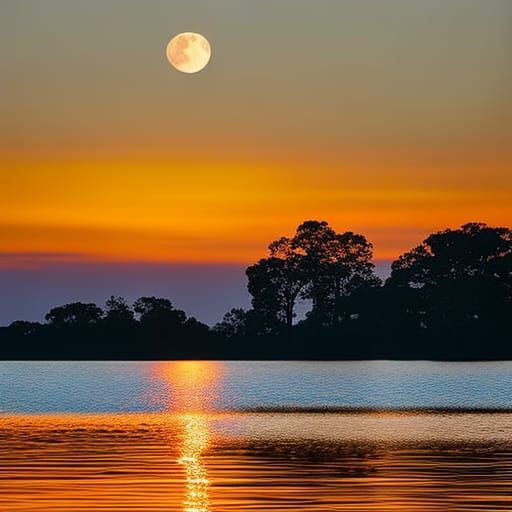 Sunset Eclipse Over Water in Vibrant Tones
