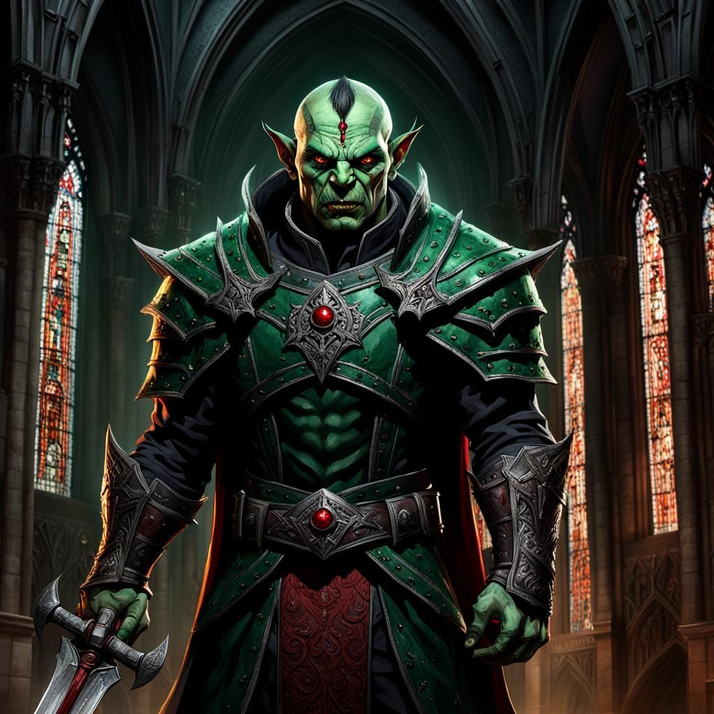 Orc Vampire in Gothic Cathedral as Digital Art