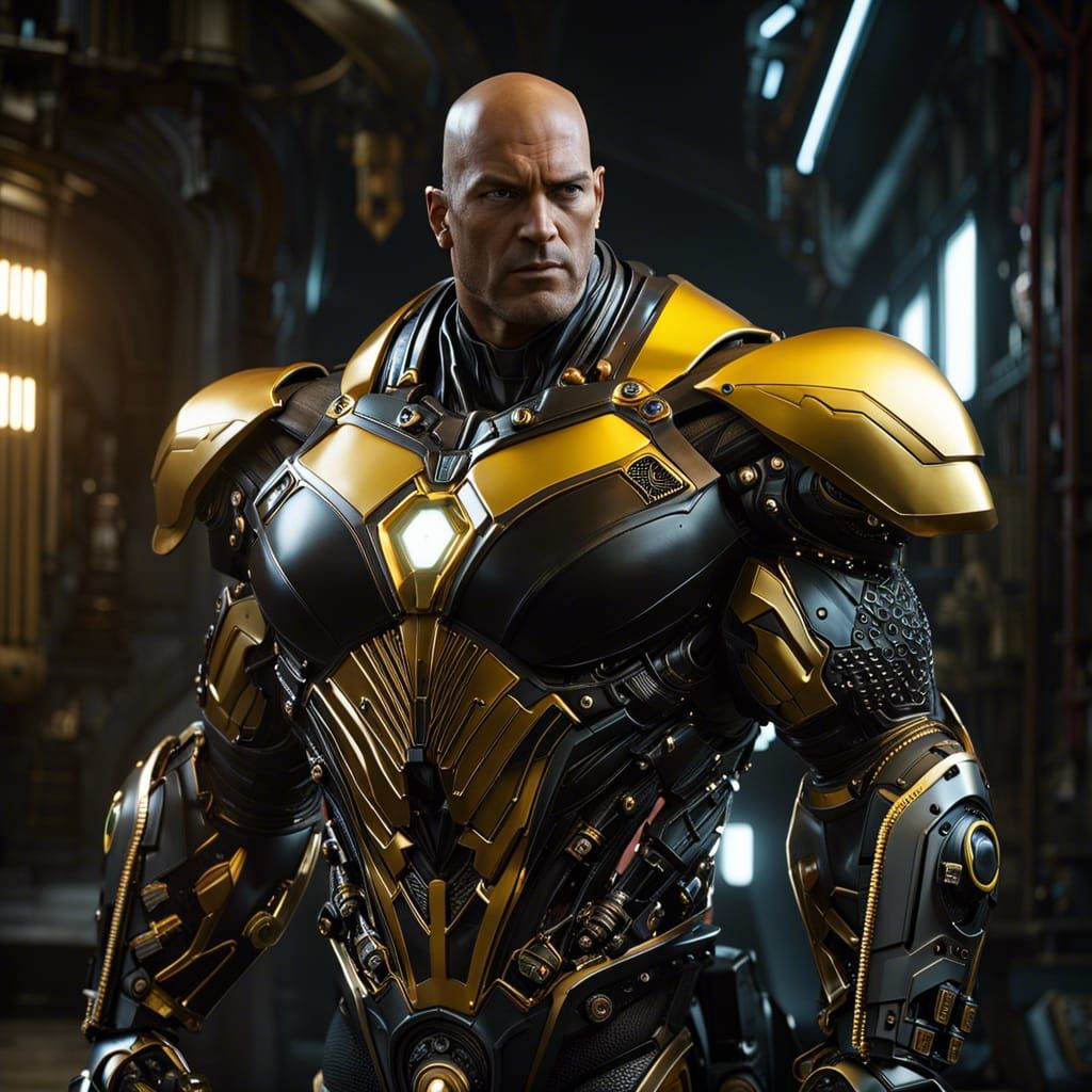 Complex wired biomechanical robotic Black Adam